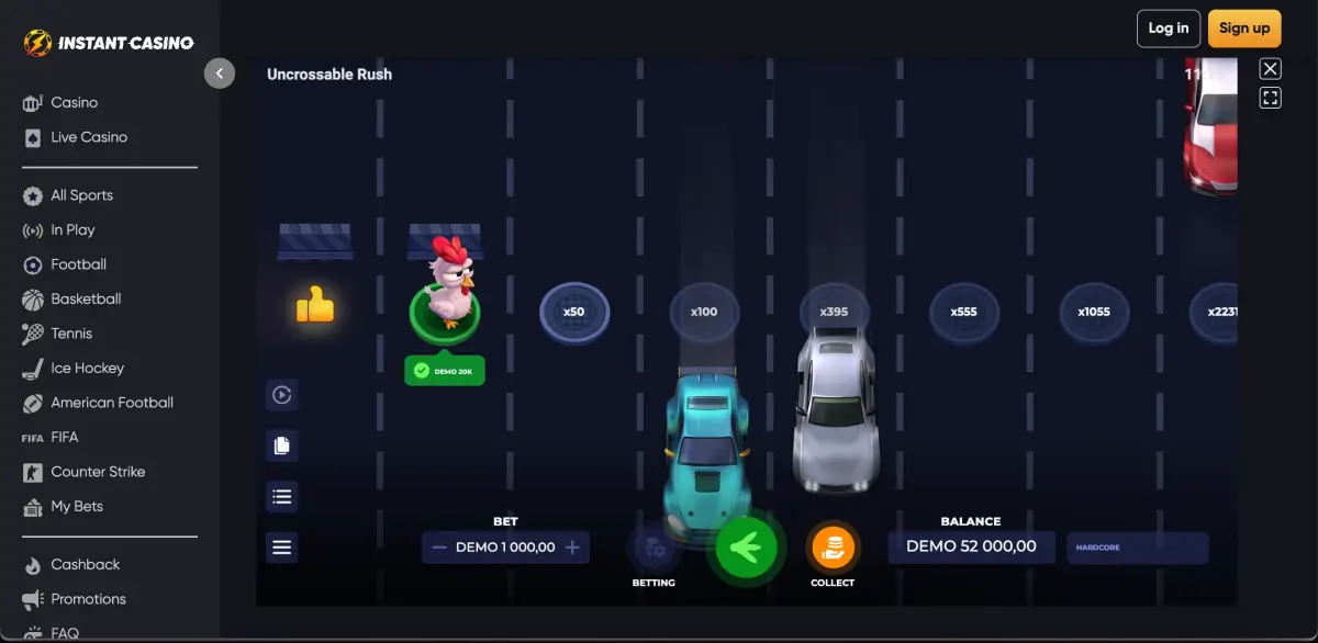 Chicky Run chicken cross the road game on mobile with multiplier jumps