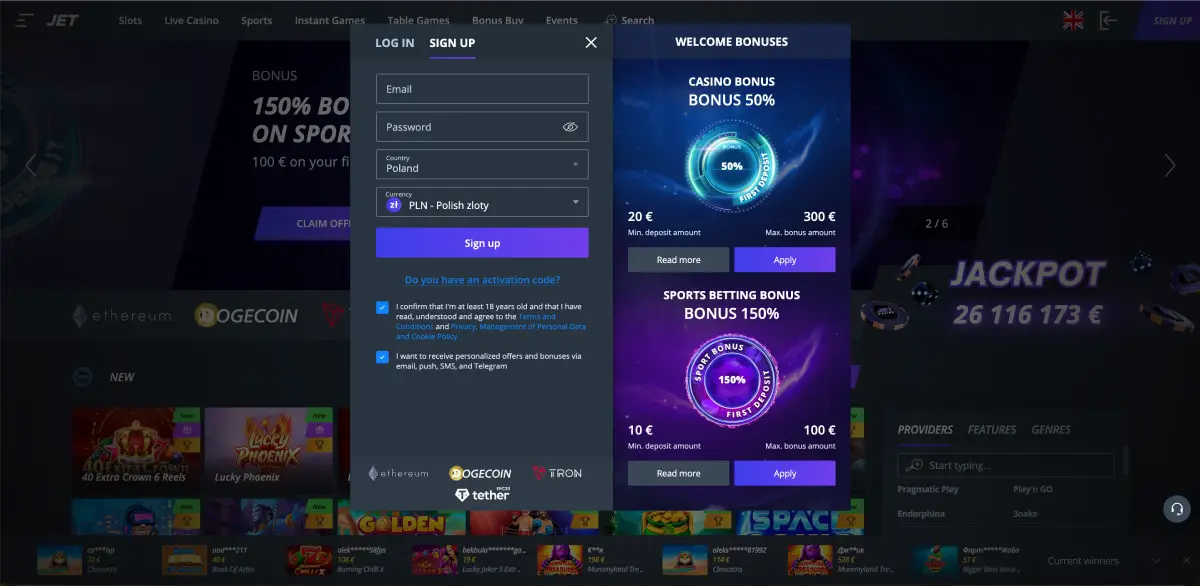 Promo code field during Chicken Road casino registration