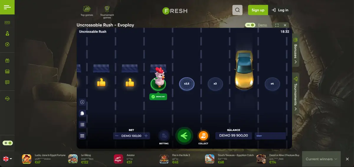 Eggwina animated character in Uncrossable Rush mid-jump across highway