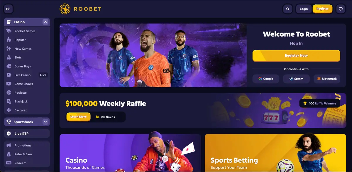 Main interface of Roobet Chicken Road game with animated road and traffic