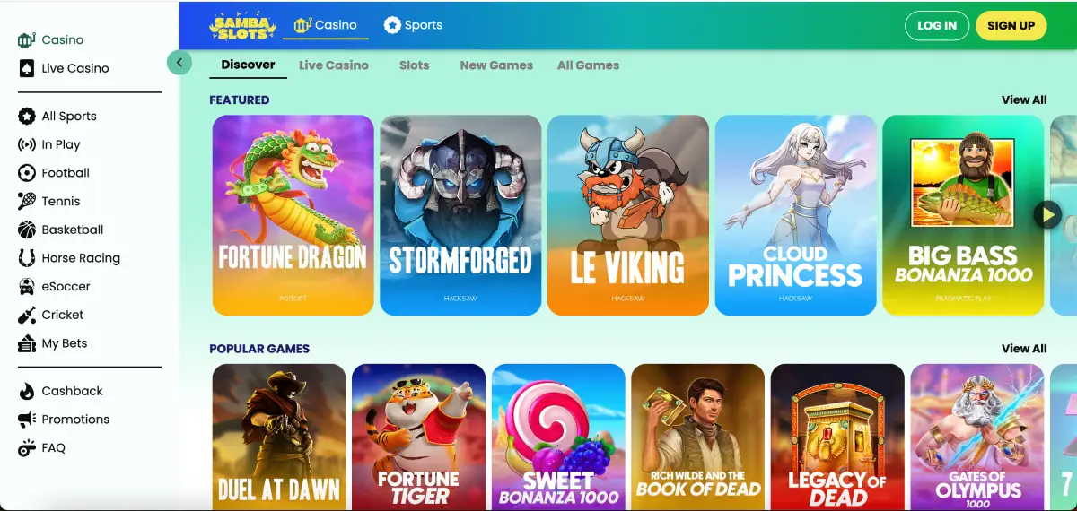 Available payment methods at Samba Slots including cards, e-wallets, and crypto