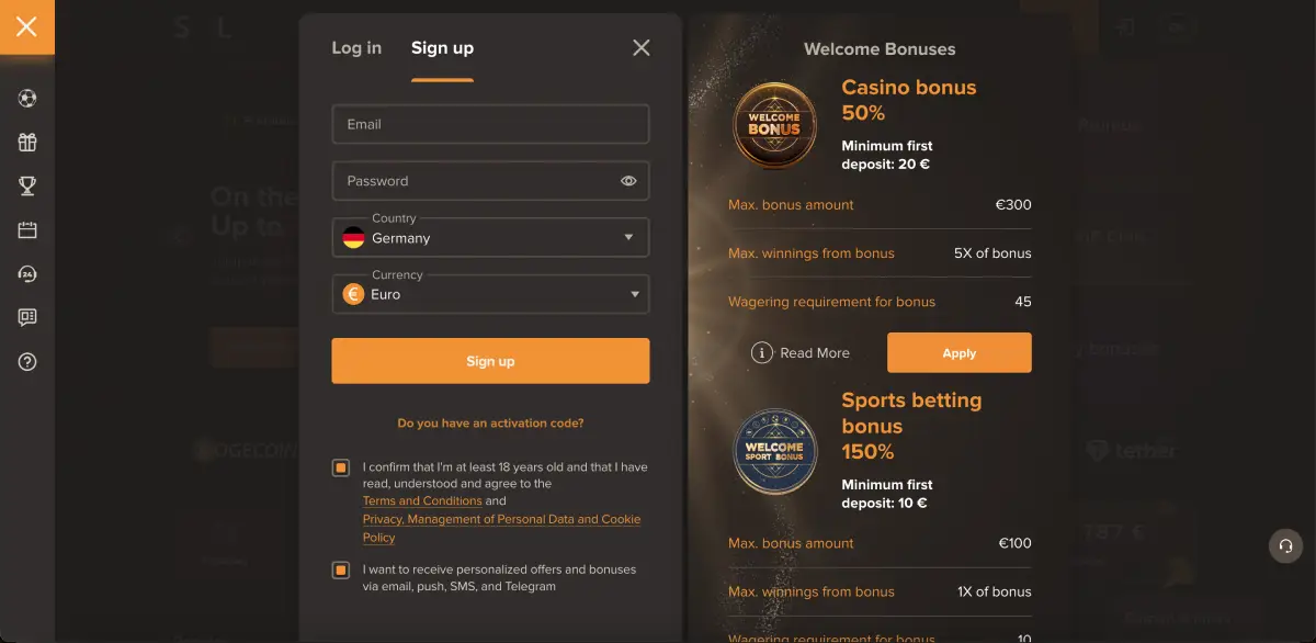 50% welcome bonus banner for Chicken Road players in Sol Casino