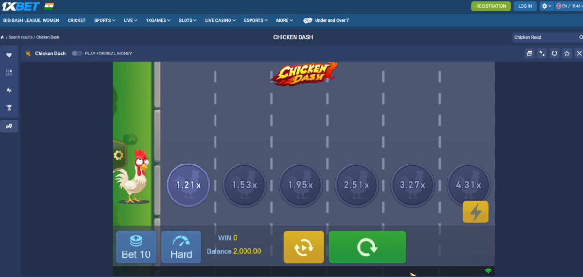 Chicken Dash game track layout and multiplier steps
