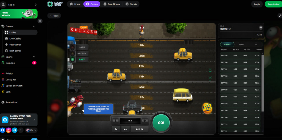 Chicken Crash game characteristics including RTP, volatility and max win