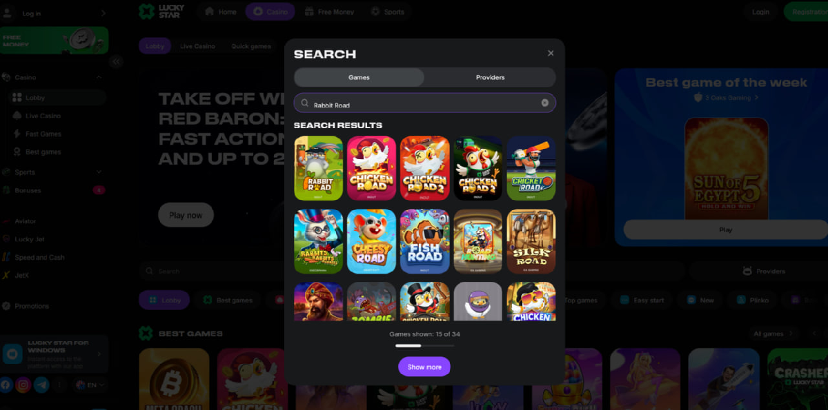 Bet settings and difficulty selection in Rabbit Road Bet settings and difficulty selection in Rabbit Road