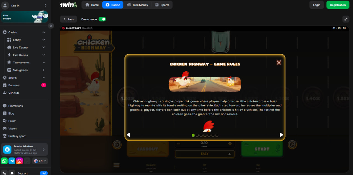 Chicken Highway crash game developed by SmartSoft Gaming provider Chicken Highway crash game developed by SmartSoft Gaming provider