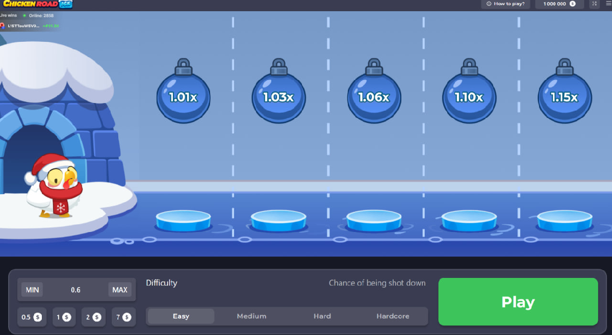 Chicken Road Ice gameplay interface and difficulty selection