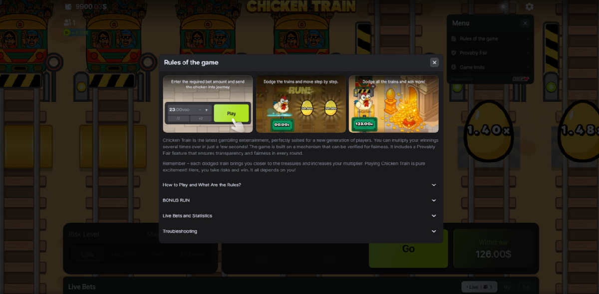 How to start playing Chicken vs Train – betting setup, risk selection, and cash-out basics
