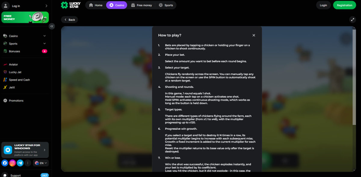 How to play Chicken Shoot shooting targets with multipliers