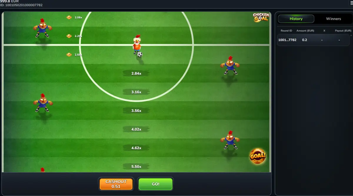 Chicken Goal parameters with RTP, difficulty modes and max multiplier